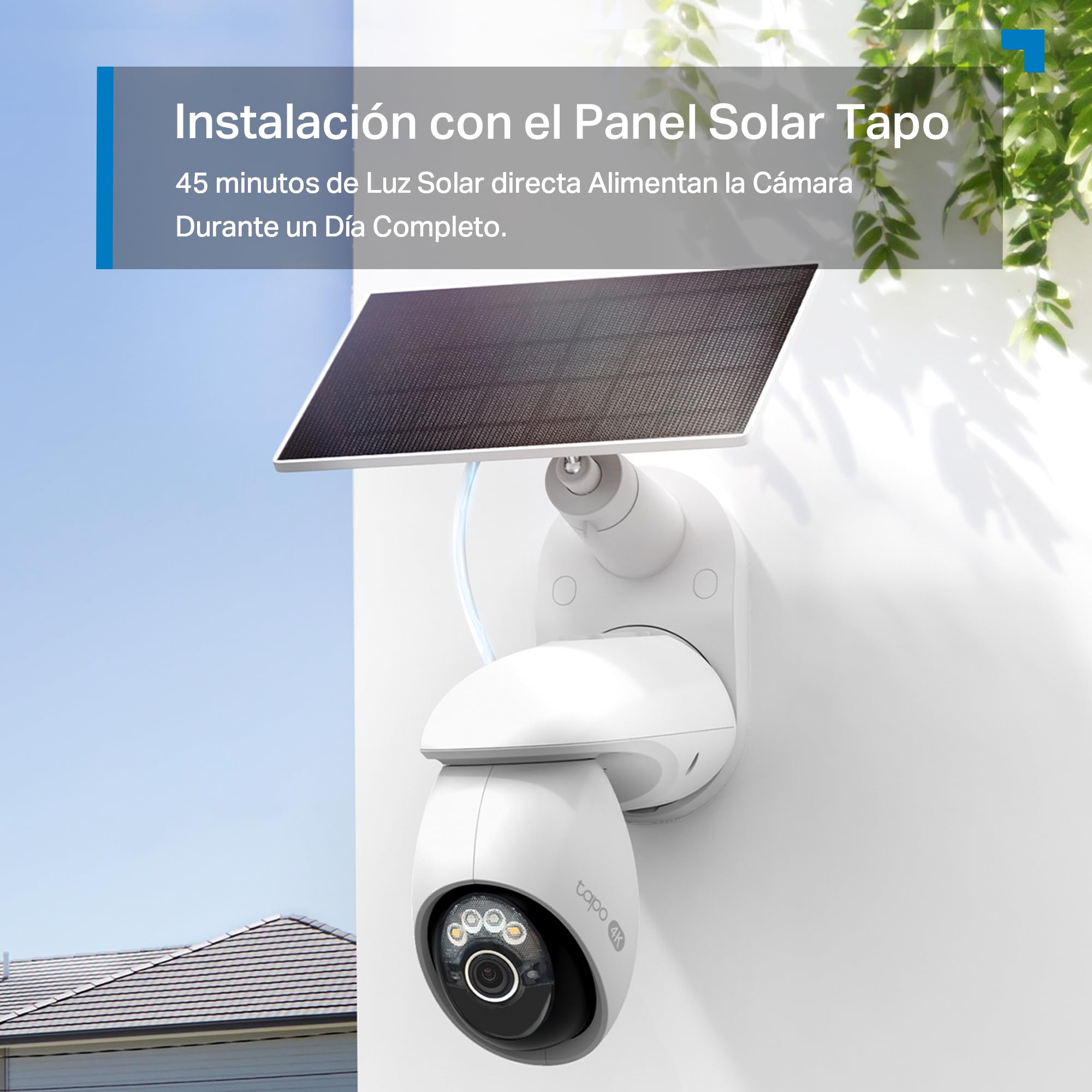 Tapo C660 Kit - Cámara Vigilancia WiFi Exterior 360º, Panel Solar, 4K 8MP | Detección de Movimiento, Personas, Mascotas y Vehículos. Batería 10000mAh. Visión Nocturna Color. Alarma Luz y Sonido. IP65.