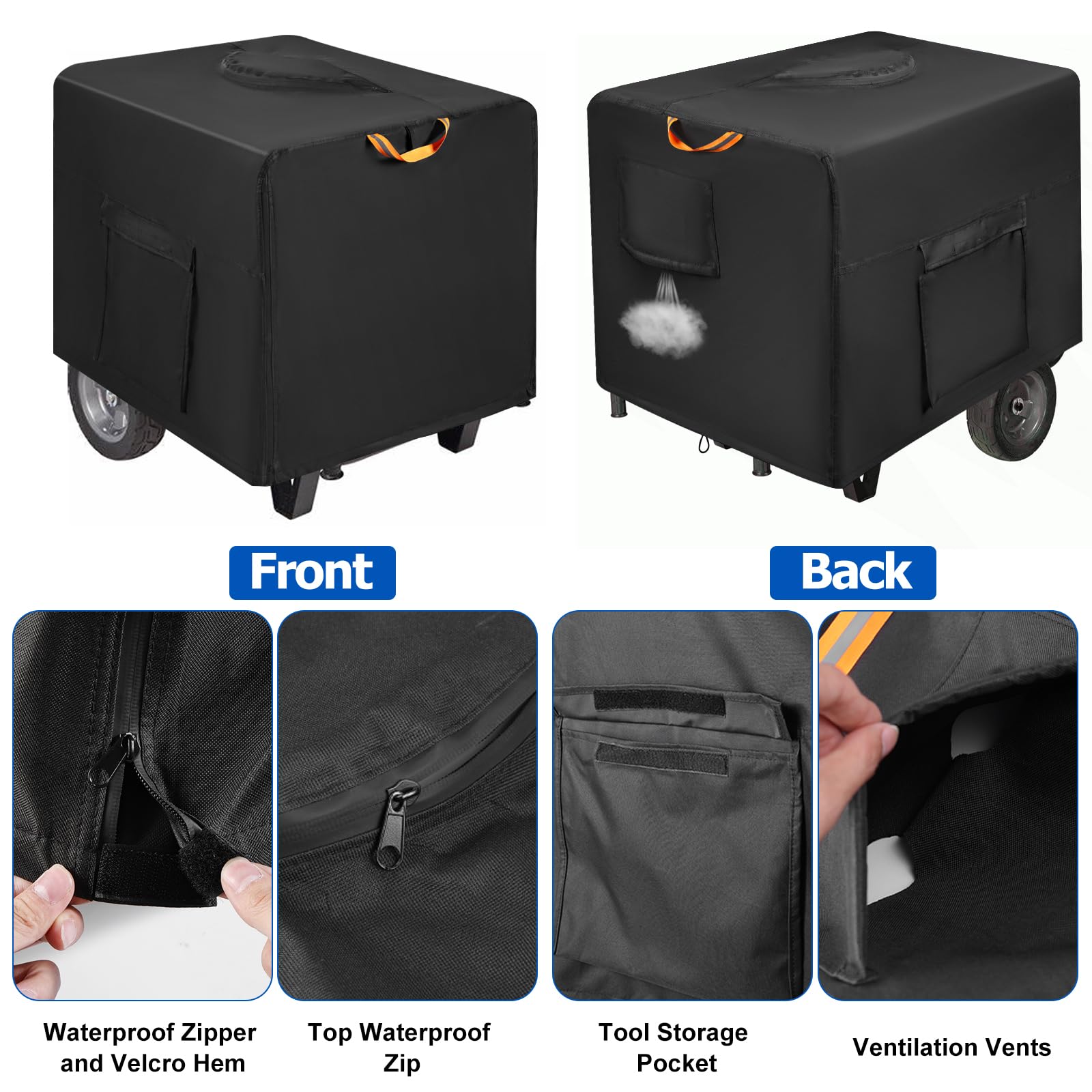 800D Oxford Wasserdichte Generator Abdeckung für den Außenbereich, Outdoor Garden Patio Universell Generatoren Staubschutzhülle passend für die meisten Generatoren 3000-5000 Watt (80 x 60 x 60 cm)