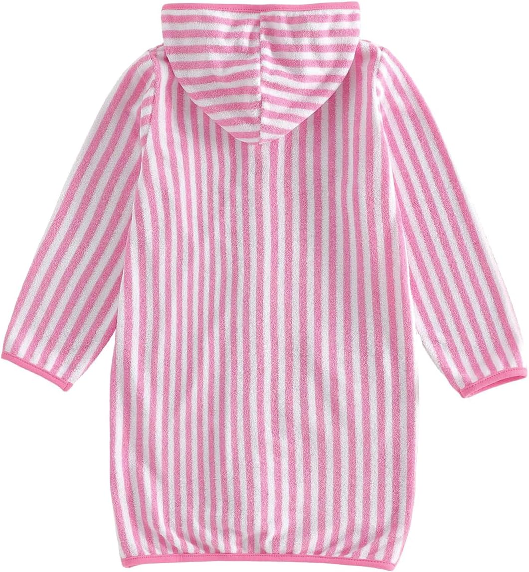 Boys Girls Hooded Terry Coverups One Piece Swimsuits Beach Zip Up Long Sleeve Striped Swim Cover Up Swimwear image 5