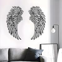 Vista 6 de 1 par de arte de pared de alas de ángel de metal con luces LED, alas de ángel 3D, decoración de pared para interiores, hogar, dormitorio, sala