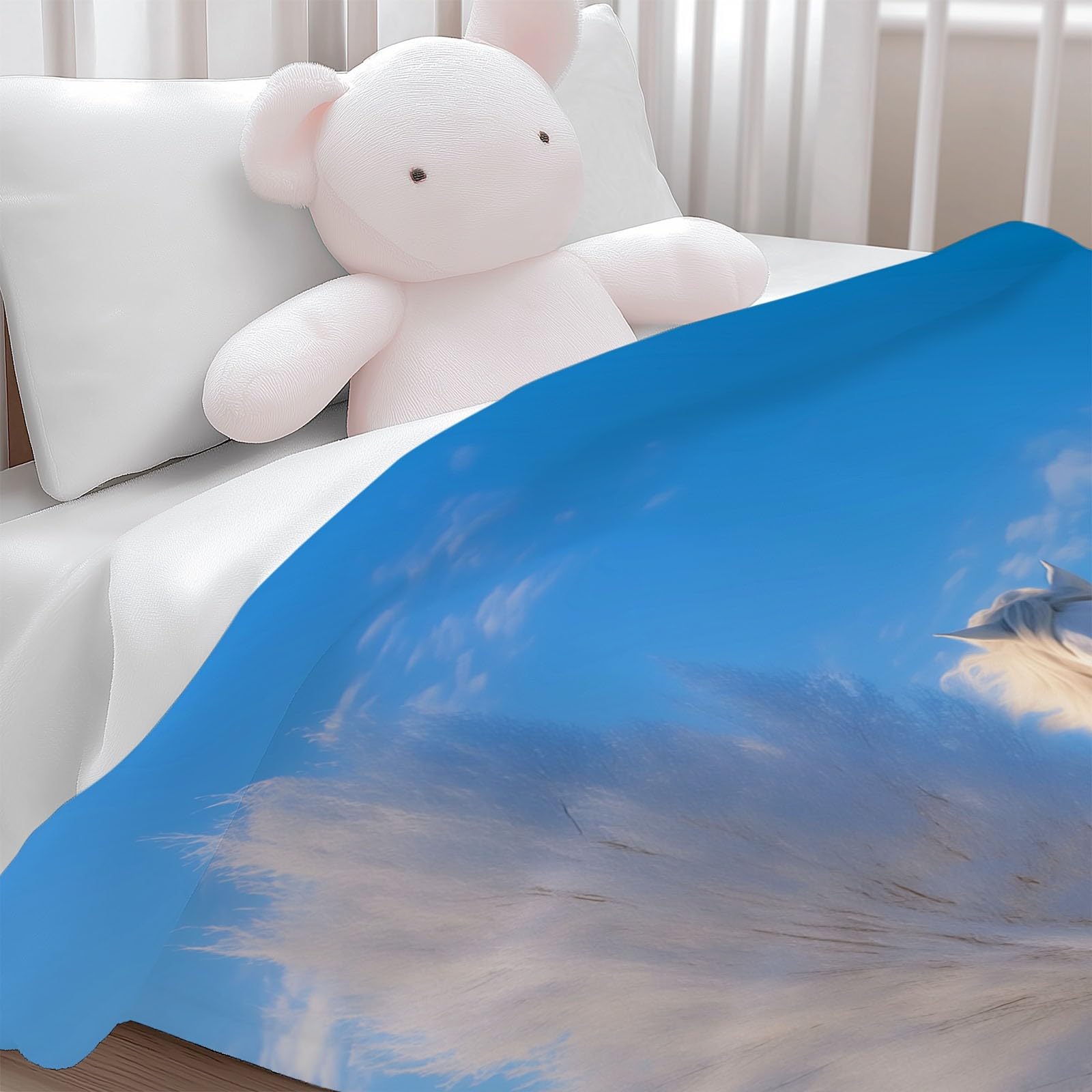 CozyRest Manta de Felpa de Lujo para Sofá y Cama, Carreras de Caballos en la Nieve 220 x 240 cm - Ultra Suave, Ligera y Cálida, Invierno