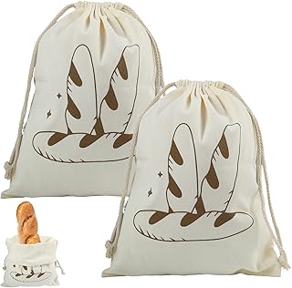 2 Stück Brotbeutel Leinen groß, 30x40 cm, Leinenbeutel für Brot zum Frischhalten, Brotsack Leinen mit Kordelzug, Brot Aufbewahrung Wiederverwendbar, Brottasche für Küche, Einkauf und Haushalt