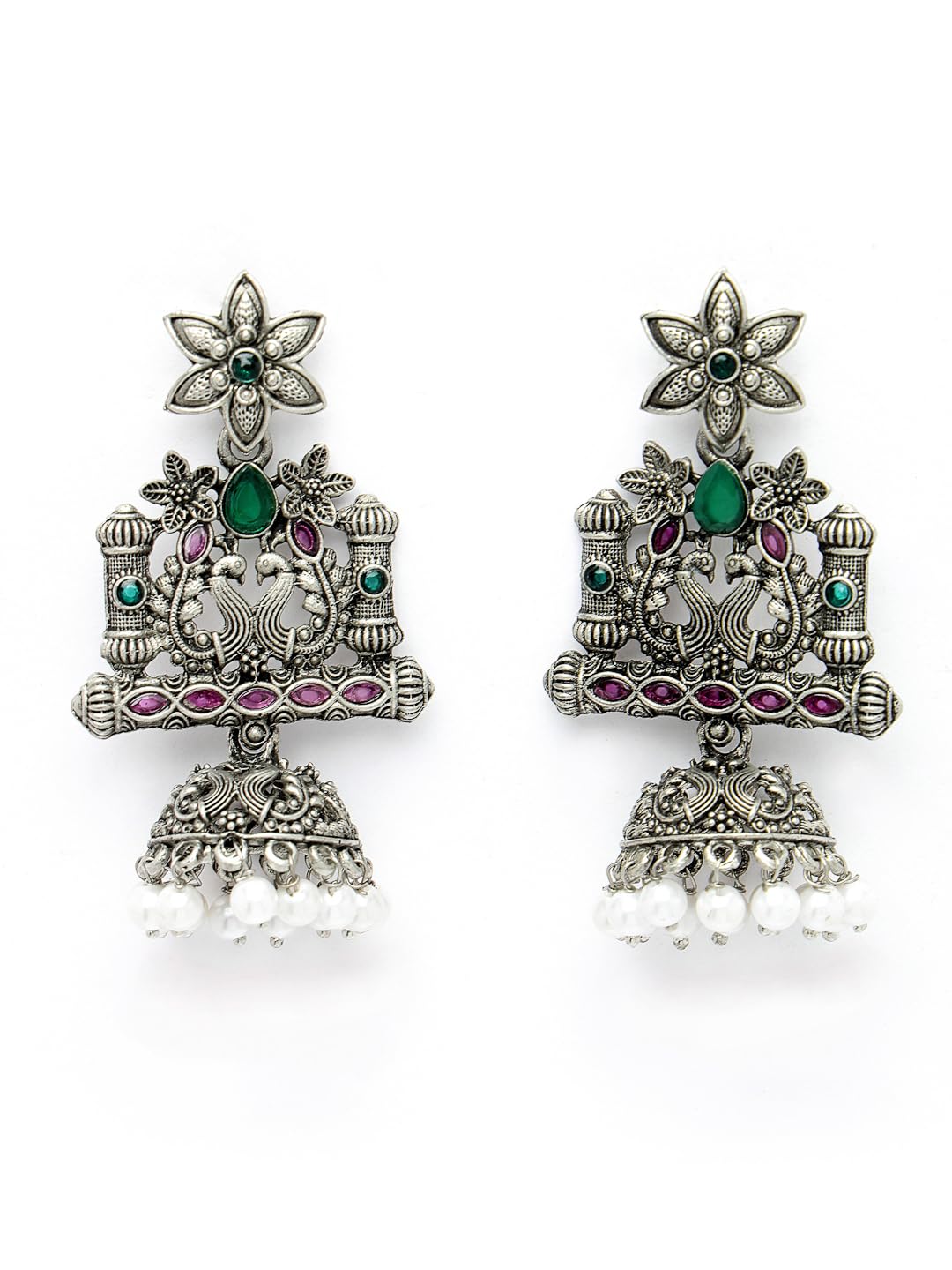 See full amazon price history chart for ADIVA Oxidised Silver-Plated Pink & Green Stone & Pearl Peacock Shaped Traditional Jhumka Earrings Set for Women & Girls ADIVA Oxidised Silver-Plated Pink & Green Stone & Pearl Peacock Shaped Traditional Jhumka Earrings Set for Women & Girls (B0CSSPQWL4) Amazon Price History, Amazon Price Tracker