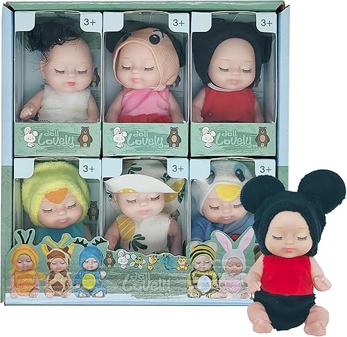 Mini muñecas pequeñas de 4 pulgadas, figuras de acción, 6 bebés pequeños en una caja de regalo (edición C)