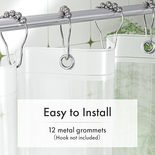 Miniatura 6 de Amazer Forro de cortina de ducha de plástico con imanes, 72 x 72 pulgadas, forro de ducha esmerilado de PEVA, impermeable, forro de cortina de ducha