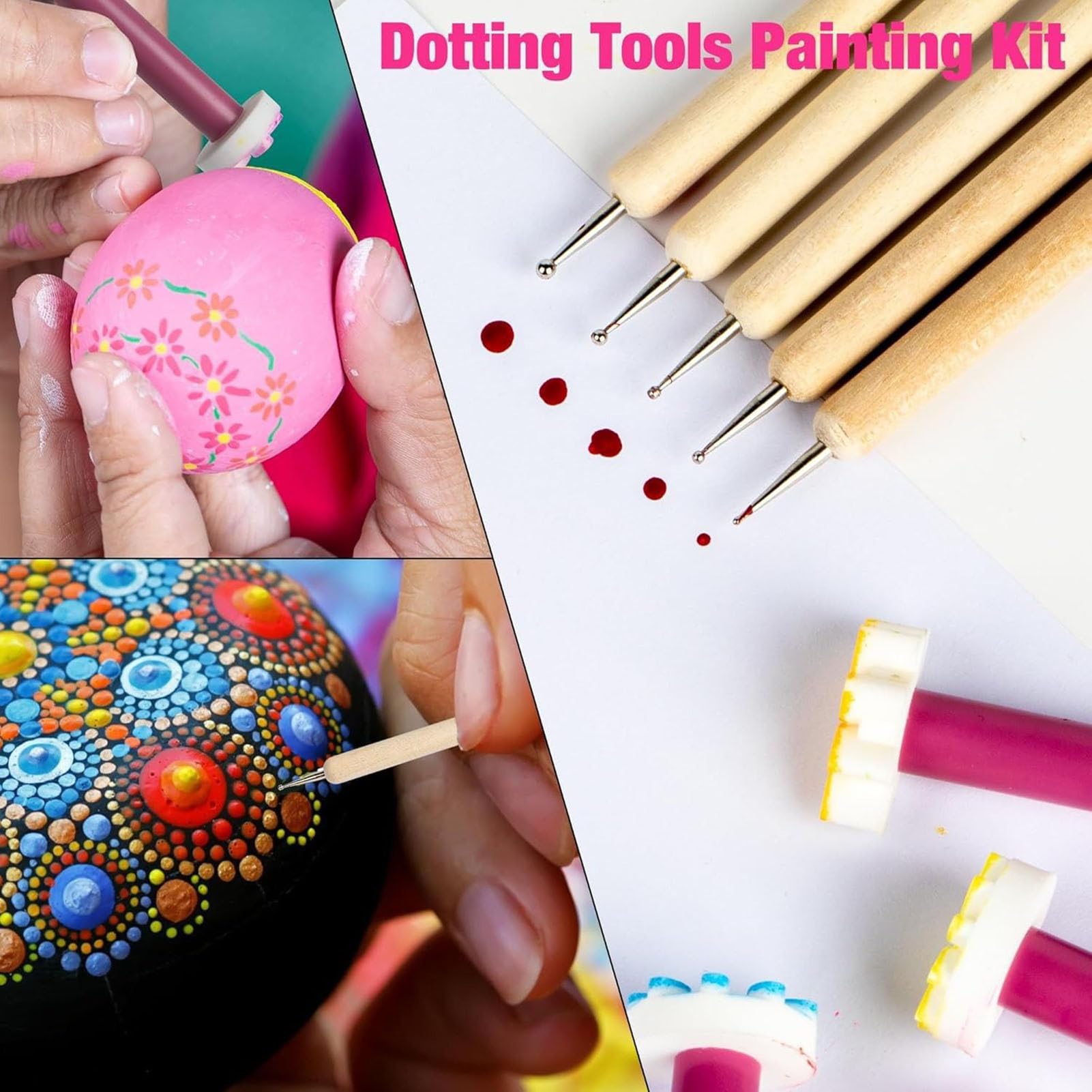 Strumento a petali di fiori per pittura a punti, 20 pezzi di forniture per goffratura, 1 set, kit di penne per puntini, strumenti per pittura a puntini, artigianali precisi, per biglietti