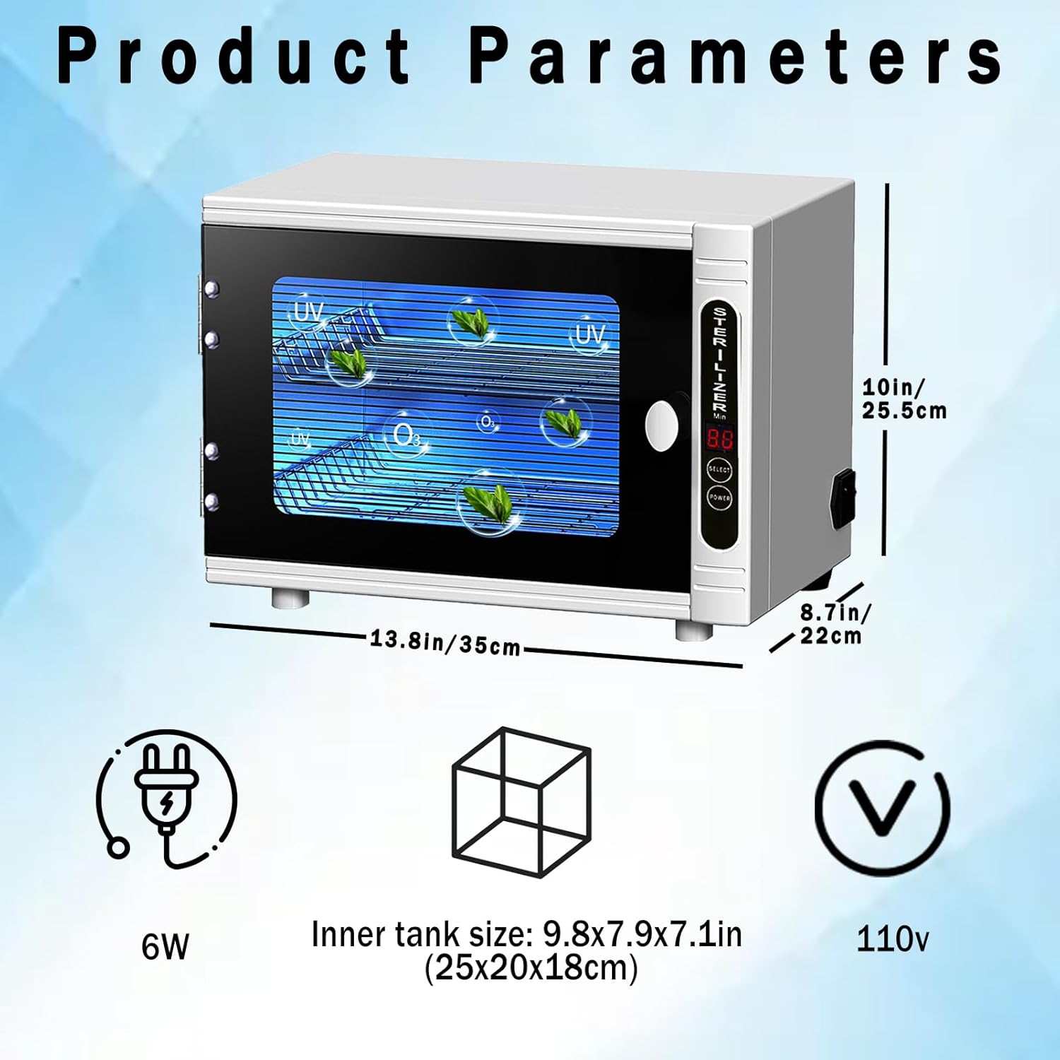 Nail Tool cleaning cabinet, Large capacity, Double mode Stainless Steel cleaning with Timer Control for Spa Beauty Home Metal Tools