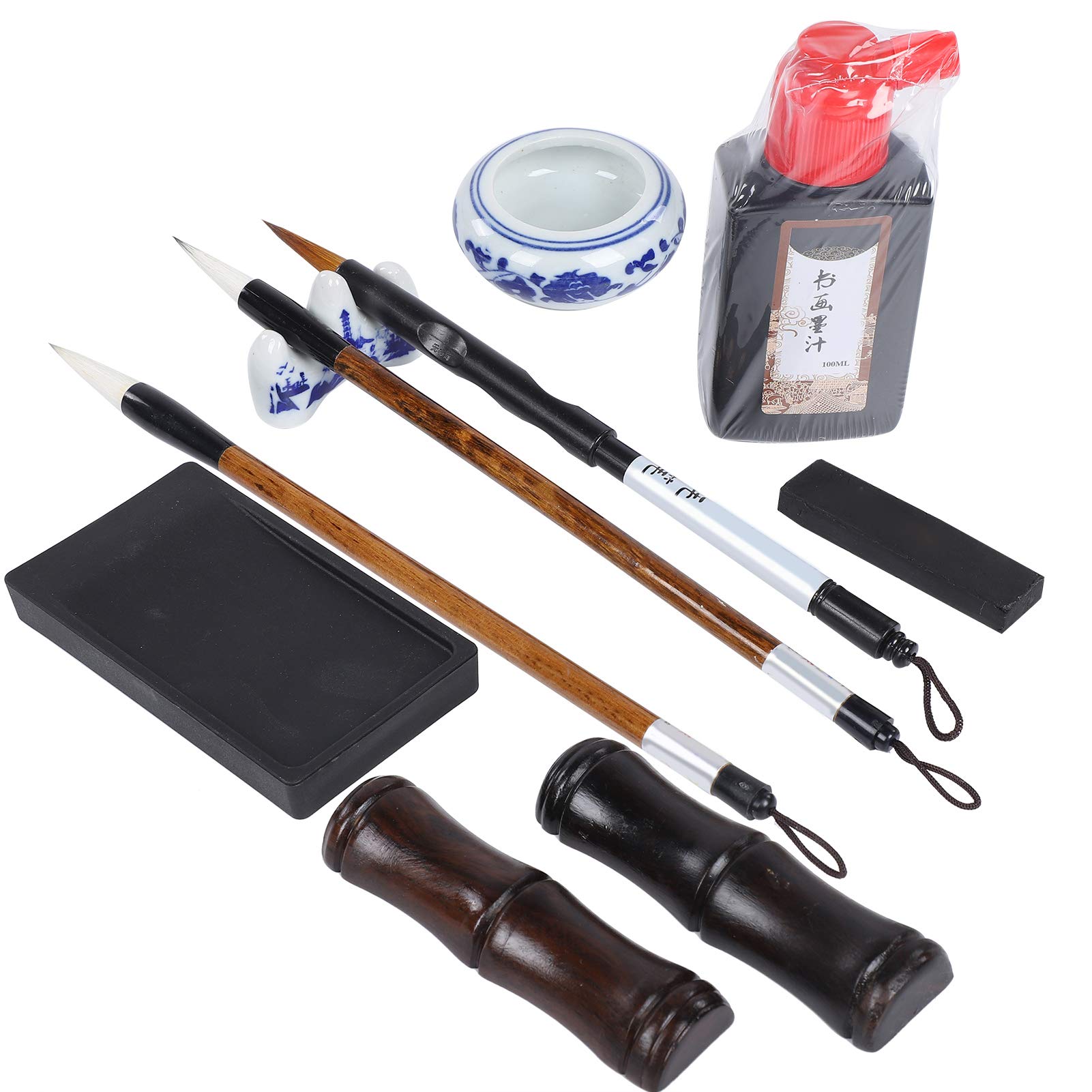 Set per Calligrafia Cinese, Pennello da Scrittura, Carta per Lastre con Bastoncino D'inchiostro e Feltro per Esercitazione e Regalo