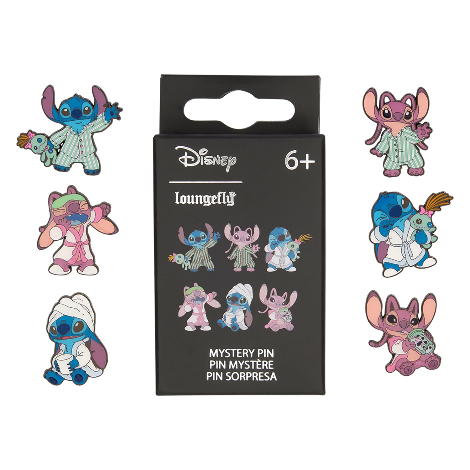 Loungefly - Disney - Stitch - Stich & Angel In Pyjamas Enamel Pin - 1 of 6 To Collect - Styles Vary - Lilo and Stitch - Blind Box - Enamel Pins - Collectible Brooch - for Backpacks and Bags