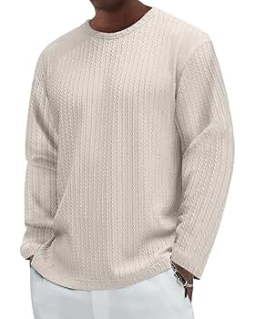 Men's Jacquard Textured Long Sleeve Shirt Loose fit Crewneck