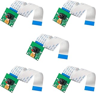 5PCS Raspberry Pi Mini Camera Video Module 5 Megapixels 1080p Sensor OV5647 Webcam with 6 Inch 15 Pin Ribbon Cable for Raspberry Pi Model A/B/B+, Pi 2B and Raspberry Pi 3B, Pi 3 B+, Raspberry Pi 4