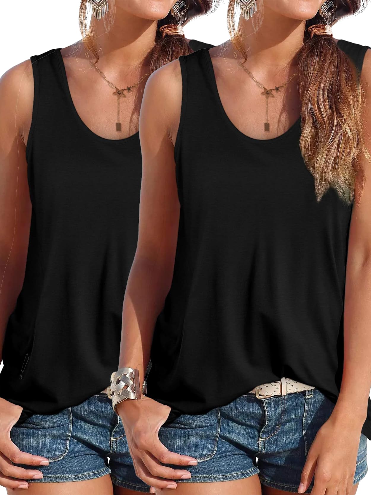 DUOEASE Tank Top Damen Sommer ärmellose Oberteile Sommermode Scoop-Ausschnitt Shirt Damen