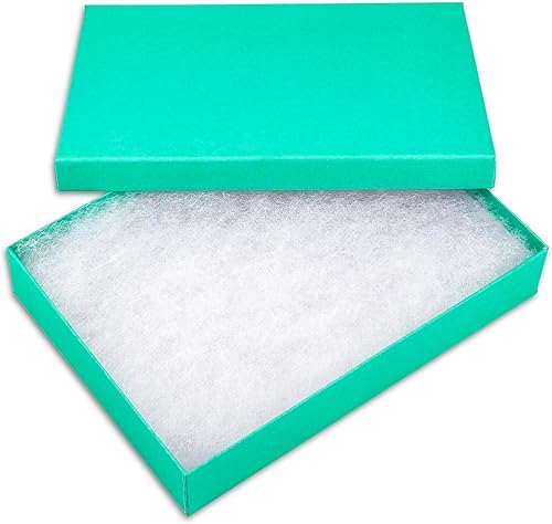 Miniatura 9 de TheDisplayGuys - Paquete de 100 cajas de cartón rellenas de algodón #33 para joyería, color verde azulado (3.5 x 3.5 x 1.0 pulgadas), para envío o