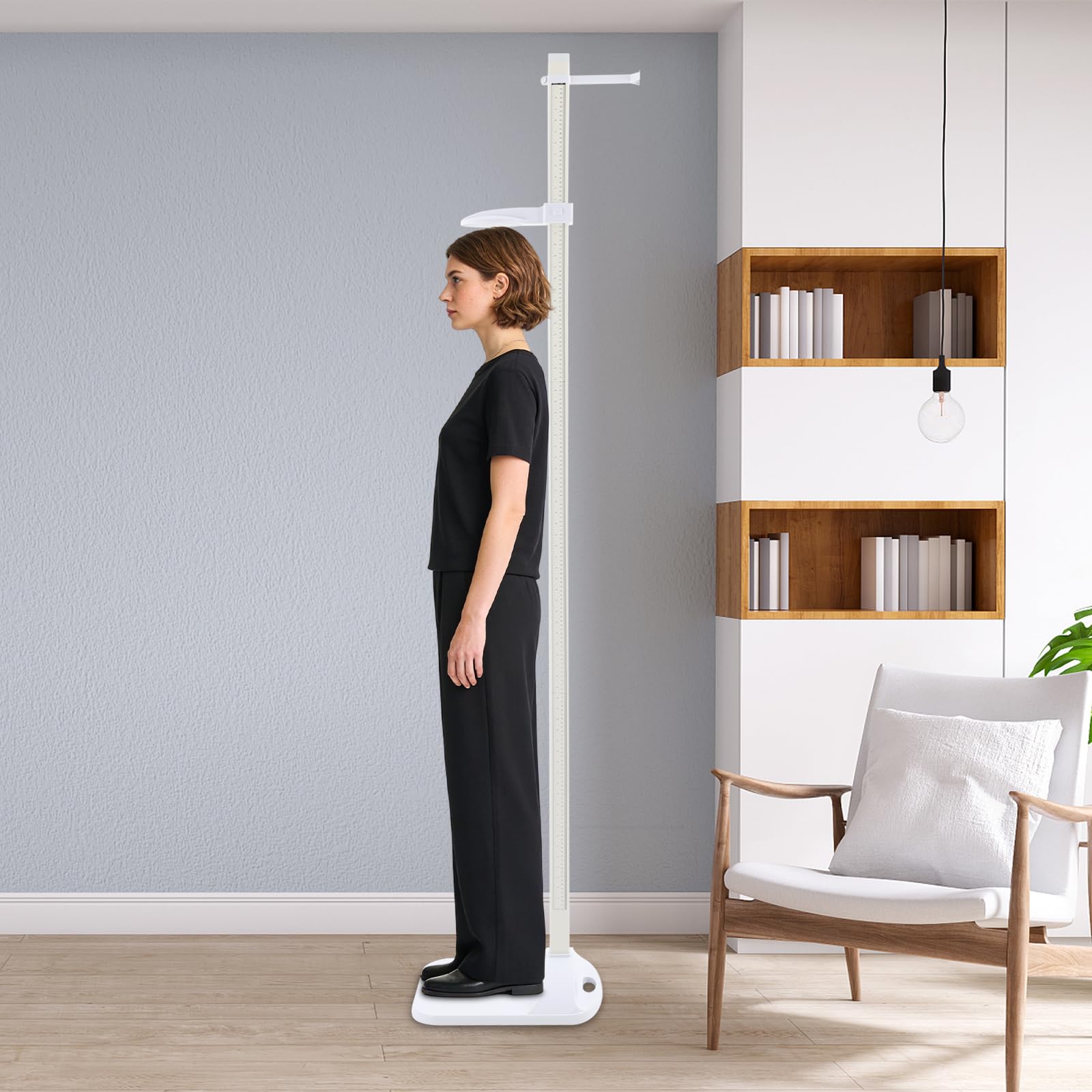 Stadiometro portatile 20–210 cm con display a doppia scala, altimetro digitale, barra di misurazione dell'altezza rimovibile, ideale per casa, scuola e ospedale
