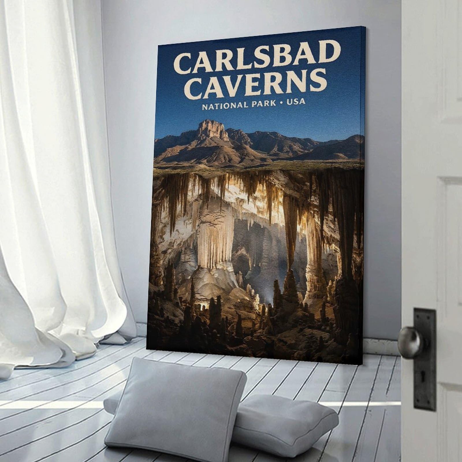 Junmoney Room Decor Wall Art Carlsbad Caverns National Park (2), 20x30inch(50x75cm), for Home Office, Desk Area Or Studio, An Interior Accent for Desk Areas