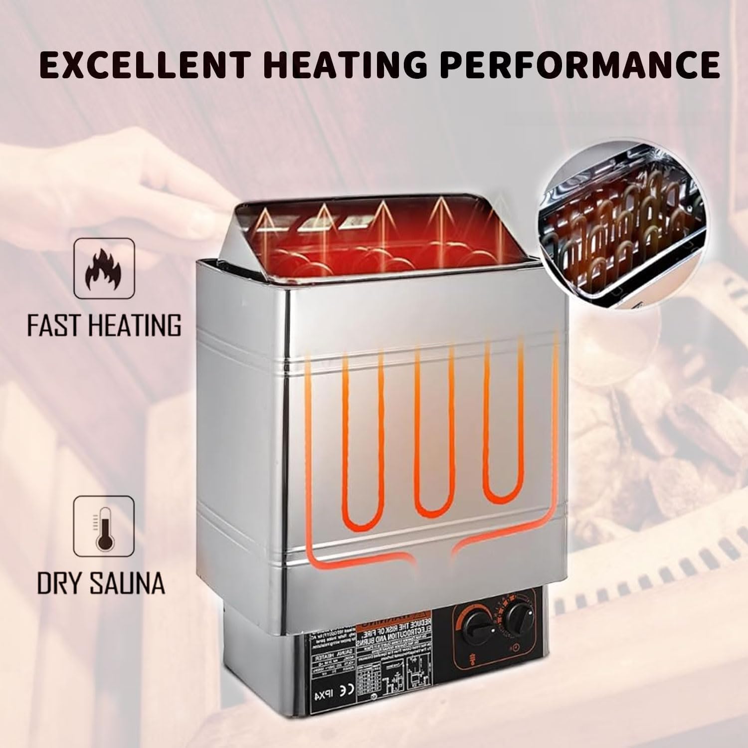 2PCS Varilla Calefactora 3000 W para Estufa de Sauna, Elemento Calefactor de Sauna, Elemento para Estufas de Sauna Acero Inoxidable, para Saunas, Clubes, Spas, Hoteles