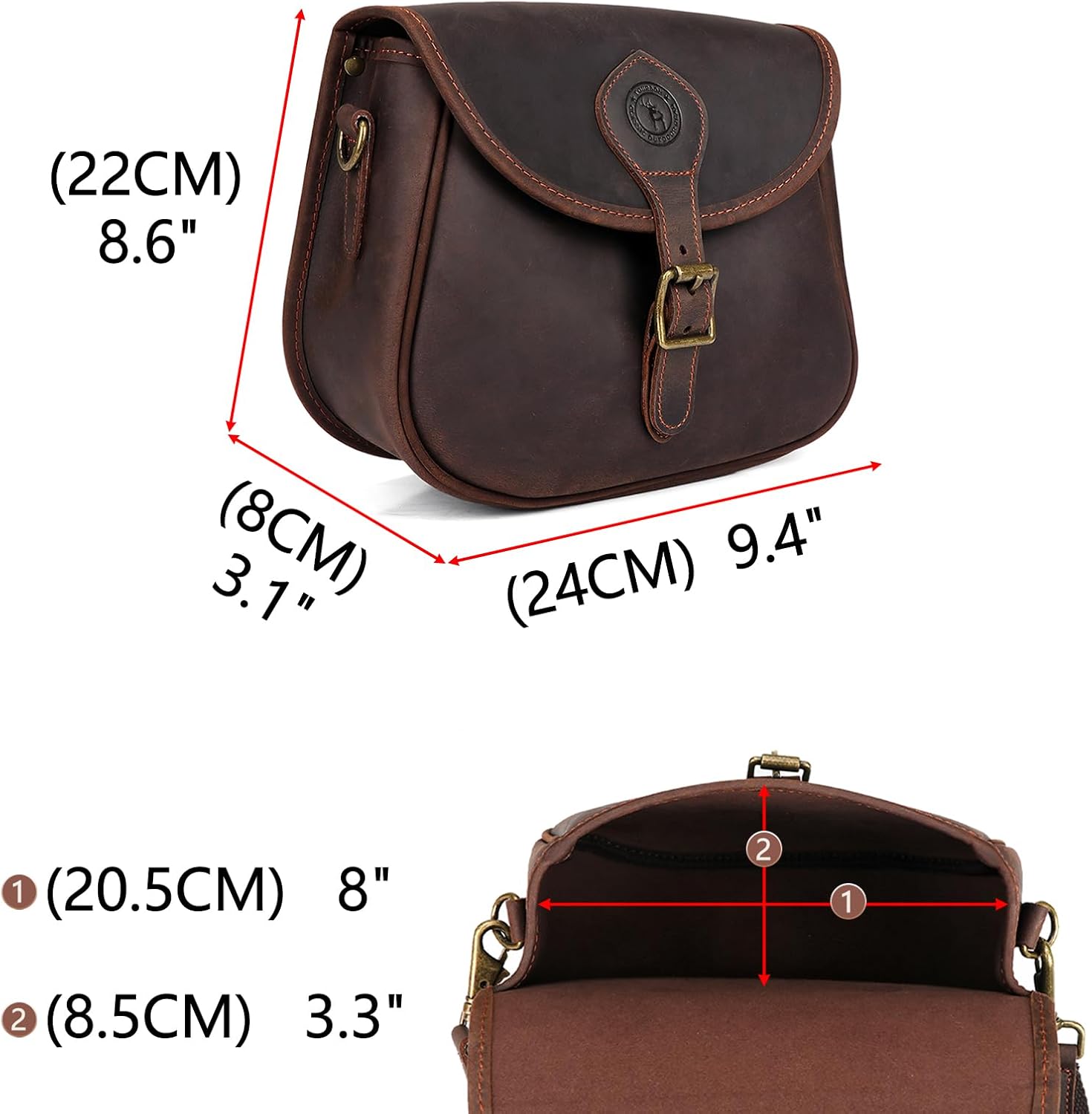 TOURBON Leather Cartridge Bag 12GA 20GA 16GA 28GA Shotgun Shell Holder Bag for Skeet Trap Sporting Clay SHooting