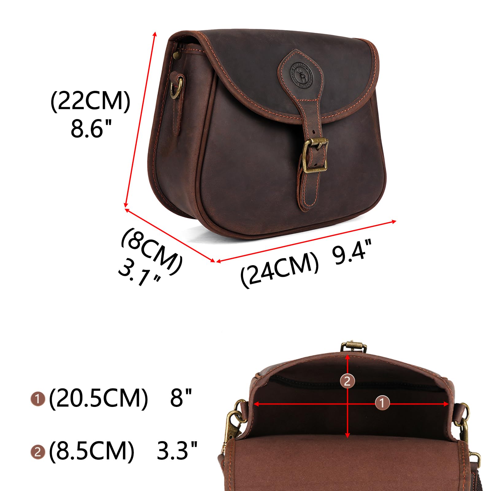 TOURBON - Bolsa de piel auténtica para cartuchos de escopeta de 100 carcasas, 12 GA 20 GA, bolsa de munición de arcilla para juego de disparos