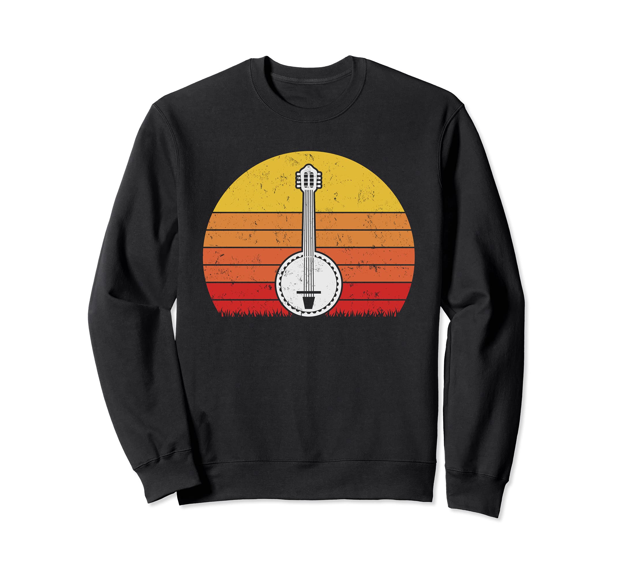 Vintage Banjo Guitar Music Lover Retro Banjo Sweatshirt, Black