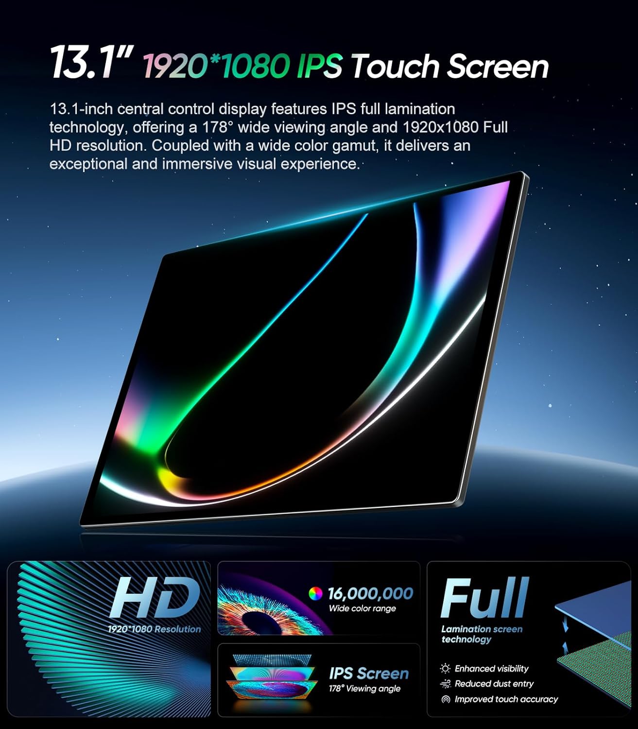 13.1 inch Car Radio Stereo for Dodge Ram 1500/2500/3500 2013-2018,Android 13 Touch Screen with 1080P Backup Camera,Wireless CarPlay,Android Auto,WiFi/GPS Navigation/BT/FM/SWC (Fit for 2013-2018)