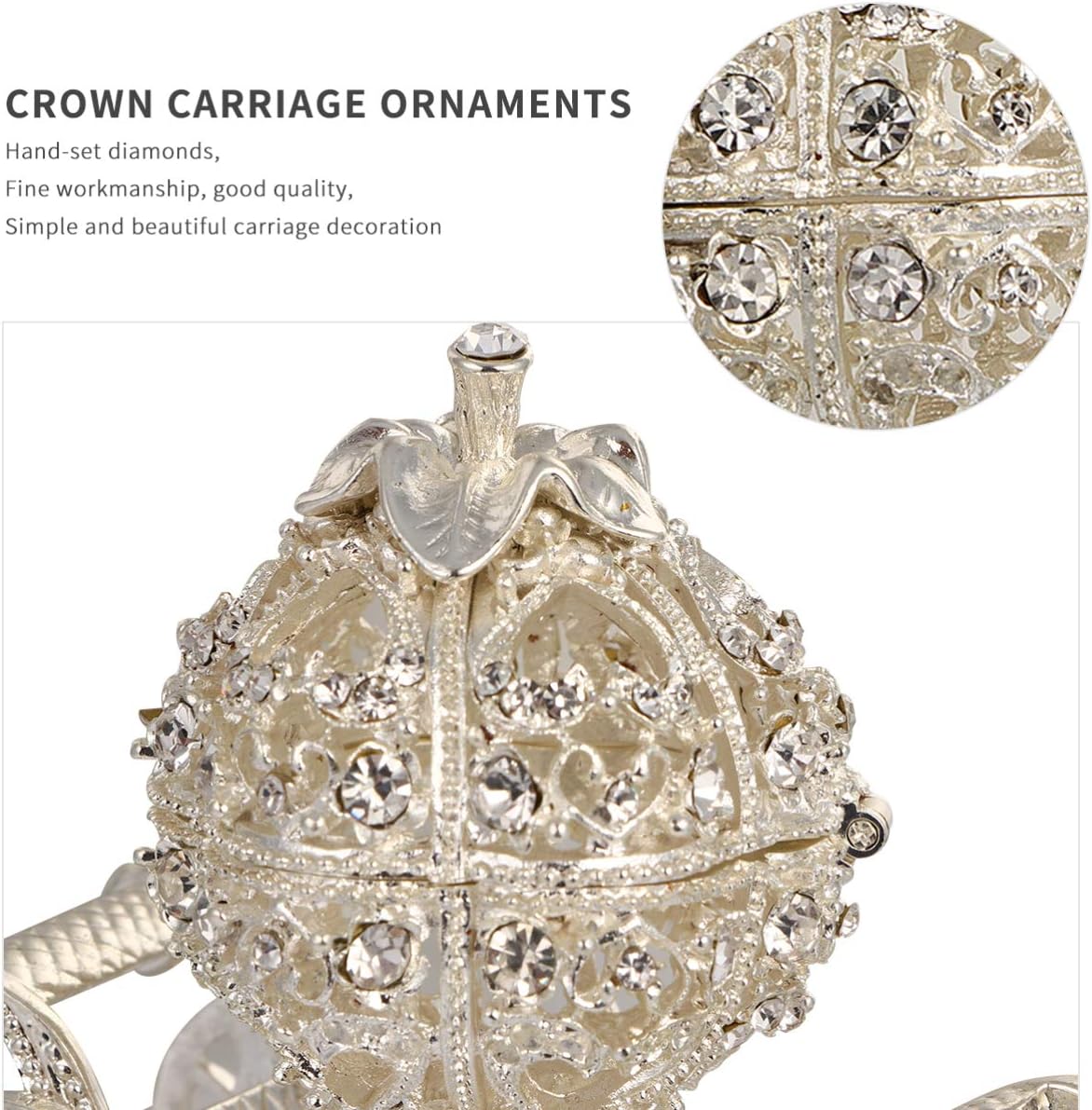 TOYANDONA Silver Vintage Rhinestone Pumpkin Carriage Trinket Box, Sparkling Diamond Ornaments Organizer Box for Home Wedding Decor - Image 8