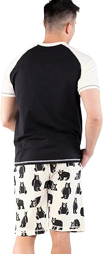 Miniatura 2 de Lazy One Conjunto de pantalones cortos para dormir para hombre, camisa y pantalón corto a juego para hombres, pantalones cortos de pijama de algodón