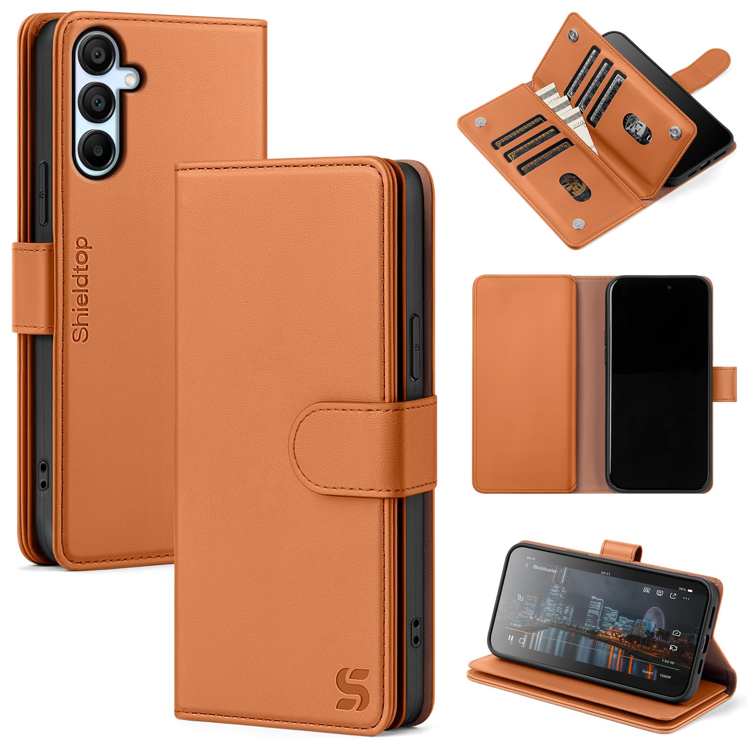 Shieldtop Compatible with Samsung Galaxy S25 Plus Wallet Case with Card Holder,Women Men RFID Blocking PU Leather Flip TPU Protective Cover Credit Card Slots,Phone Case for S25 Plus 6.7