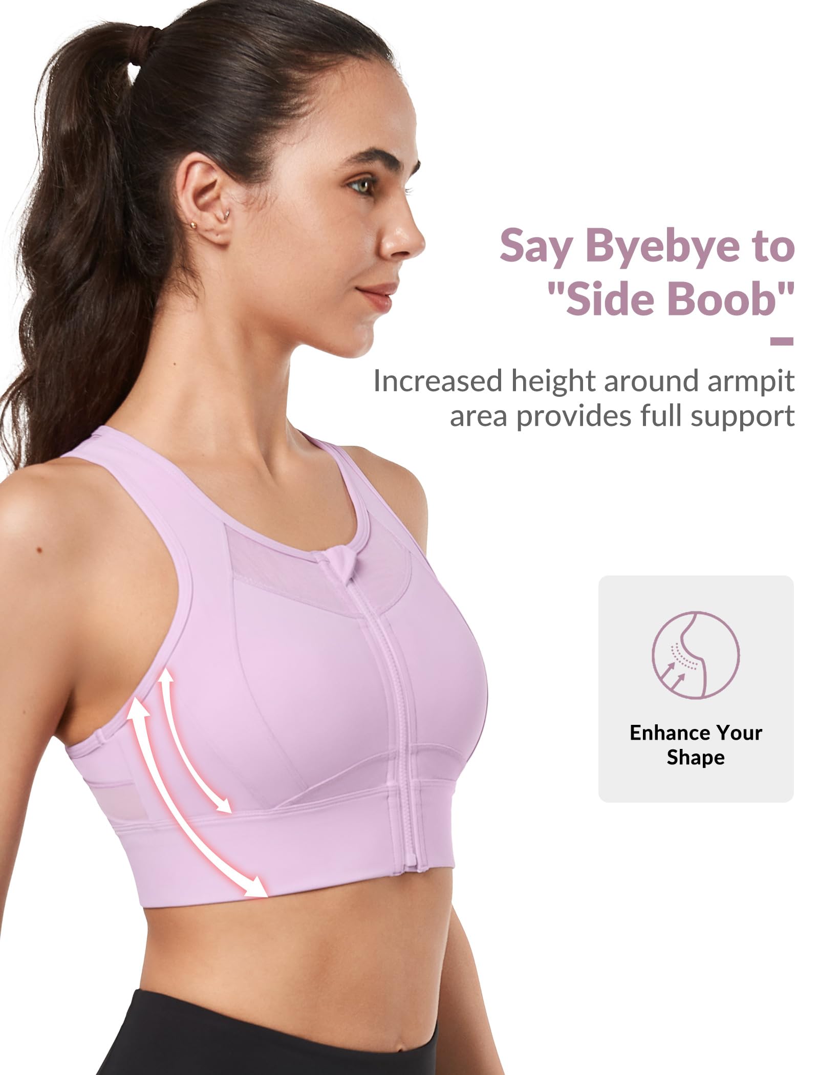 Yvette Sujetadores deportivos de alto impacto para mujer, busto grande, cierre frontal, brasier deportivo de alto soporte para correr y entrenar, Púrpura, X-Large