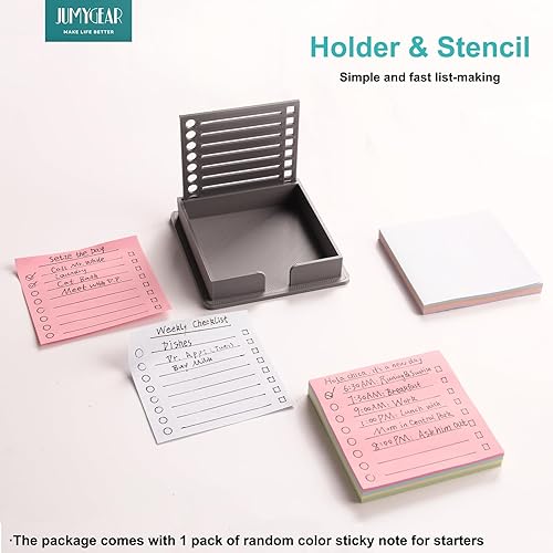 Miniatura 2 de Soporte para notas adhesivas compatible con notas Post It, dispensador de almohadillas adhesivas de 3 x 3 con plantilla, organizador de bloc de