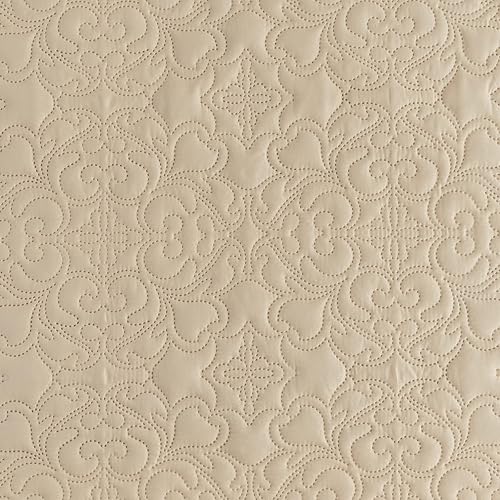 Miniatura 9 de Juego de edredón de 3 piezas tamaño King, colcha de verano suave y ligera, colcha reversible de microfibra para todas las estaciones, beige, patrón