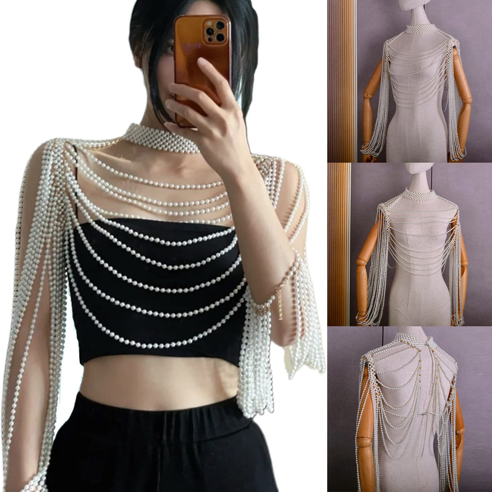 Catena del corpo della perla per le donne dei monili della spalla della perla accessorio del vestito da cerimonia nuziale del partito del
