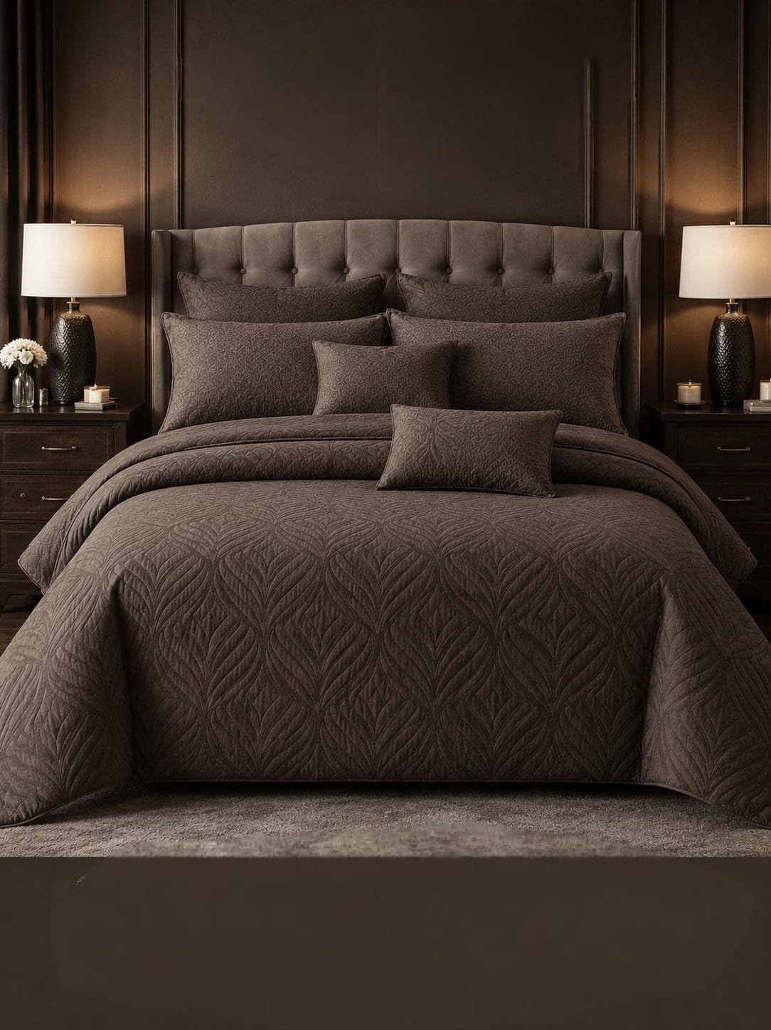 Microfiber Glace Cotton AC Comforter Set King Size Double Bed with 1 Flat Bedsheet-90x100 inch and 2 Pillow Covers II 4 pc Bedding Set- (Coffy)-image-11