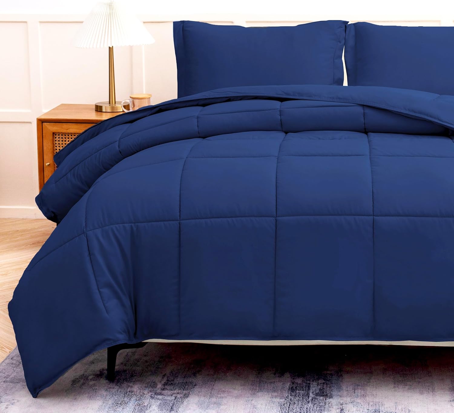 King Size Comforter Set 3 PCs Soft Quilted Down Alternative Comforter