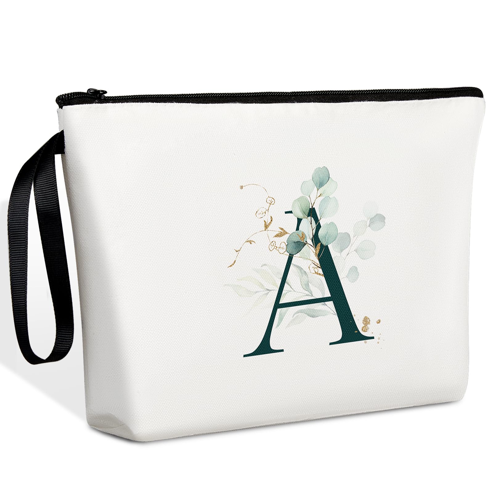 Photect Bolso de Neceser Personalizado con Iniciales de Letras A-Z Bolsa de Maquillaje de Regalo de Novia Neceser de Maquillaje Bolsa de Cosmético de Boda para Mujer Mamá Hermana Amigas Cumpleaños (A)
