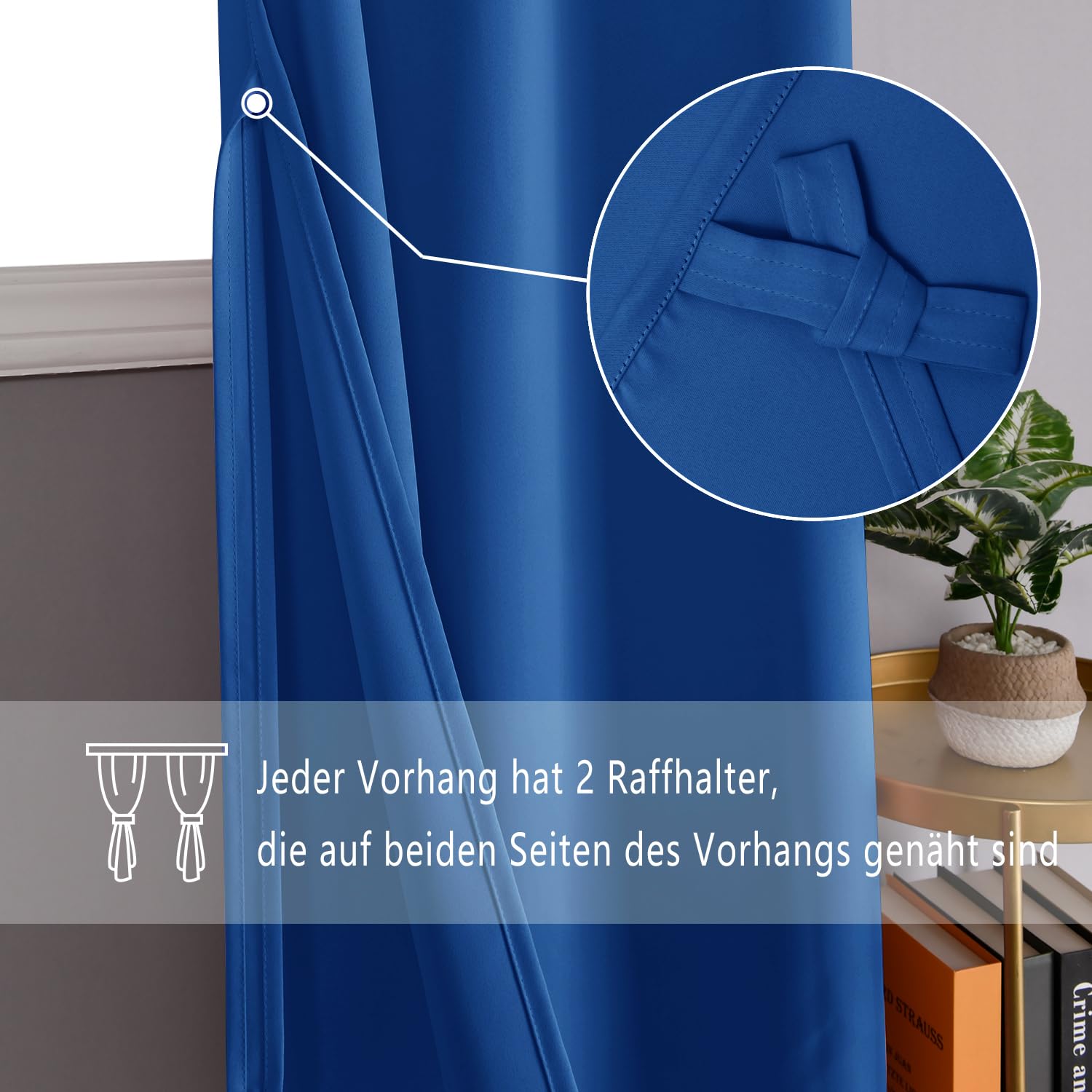 DWCN Lot de 2 Rideaux Opaques Oeillets 132x160 CM Bleu Roi