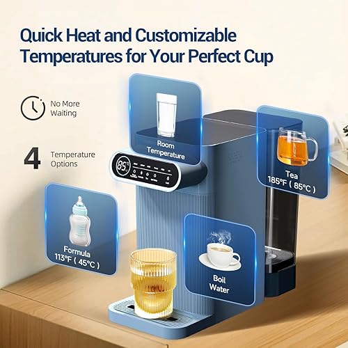 Miniatura 4 de PUREPLUS Sistema de filtración de agua de ósmosis inversa para encimera, filtración de agua de encimera de 5 etapas, dispensador de agua caliente