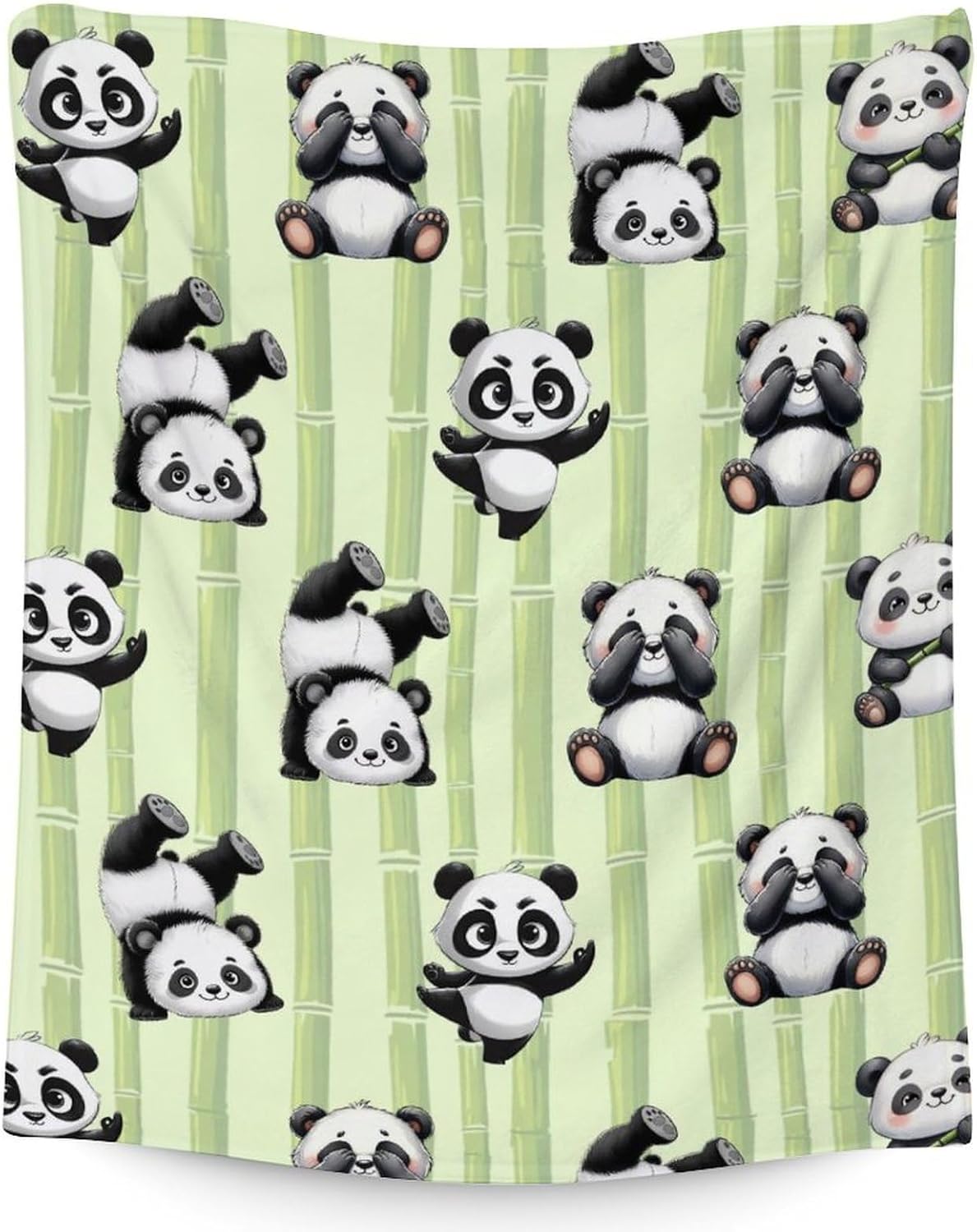 Panda Throw Blanket - Soft, Fuzzy & Warm - 60 x 80 Inches Twin Size Blanket for Bed, Couch - Yellow Funny Blanket Gift for Girls, Women