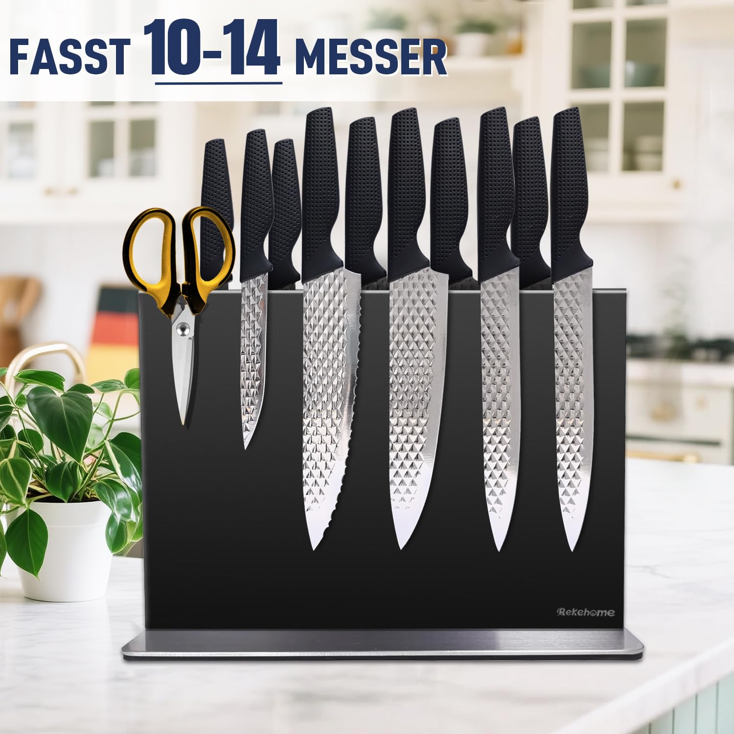 Messerblock magnetischer ohne Messer, 30 cm Schwarz Messerhalter magnetisch aus 304 Edelstahl, beidseitig starker Magnet Knife Holder für eine aufgeräumte Küche