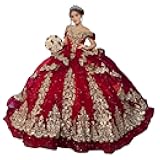 Off Shoulder Quinceanera Dresses Puffy Tulle Sweet 15 16 Dresses Gorgeous Gold Applique Ball Gown