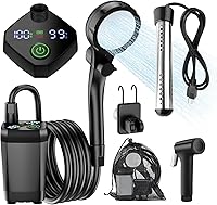 InkTrail Portable Camping Shower with 1500W Heater & 6000mAh Battery - IPX7 Waterproof, 4 Modes, High-Pressure Pump for Hiking, Travel, Pets