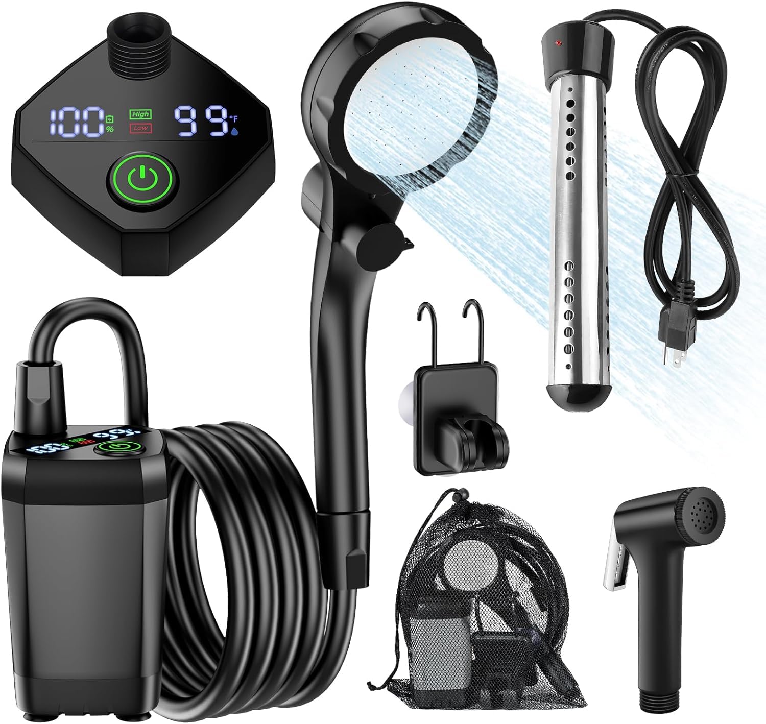 InkTrail Portable Camping Shower with Heater, Long-Lasting