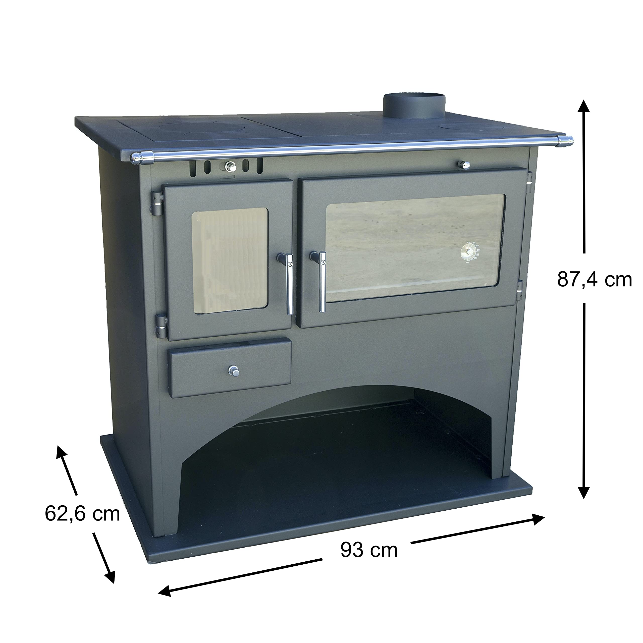 Kaminofen mit Backfach und Herdplatte 25071 Werkstattofen Viki 10,5 kW Schwedenofen Kamin Hüttenofen Ofen
