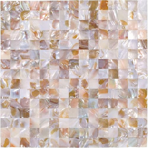 Reovatile 10 hojas de azulejos para salpicaduras de cocina y baño, nácar (colorido, 11.8 x 11.8 pulgadas)