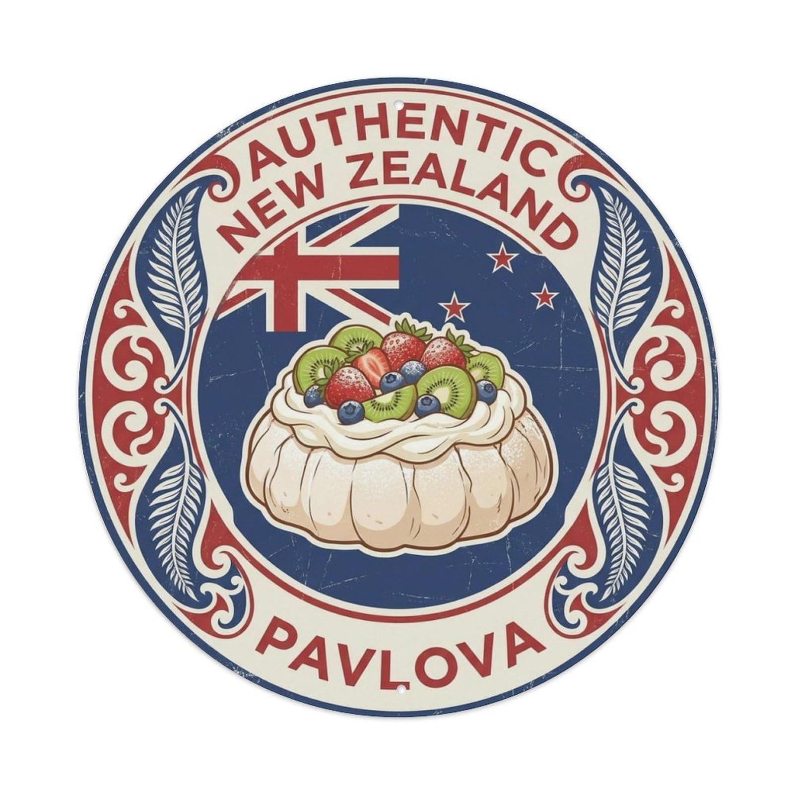 New Zealand Travel Pavlova New Zealand Dessert Cuisine Metal Tin Sign