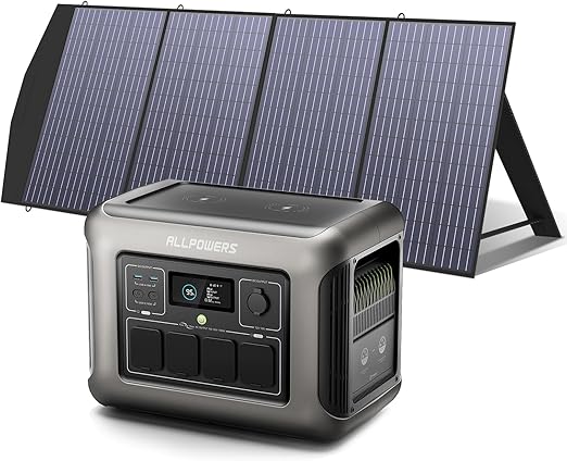 ALLPOWERS R1500 1152Wh/1800w Portable Power Station with 200W SP033 Foldable Solar Panel, Solar Generator for Outdoors Camping Travel Hunting Blackout