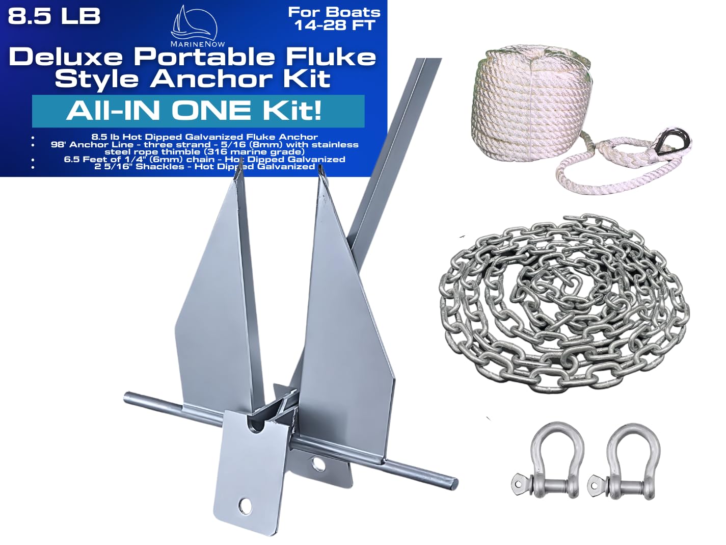 Amazon.com : Deluxe Portable 8.5 lb Fluke Style Anchor Kit for 15