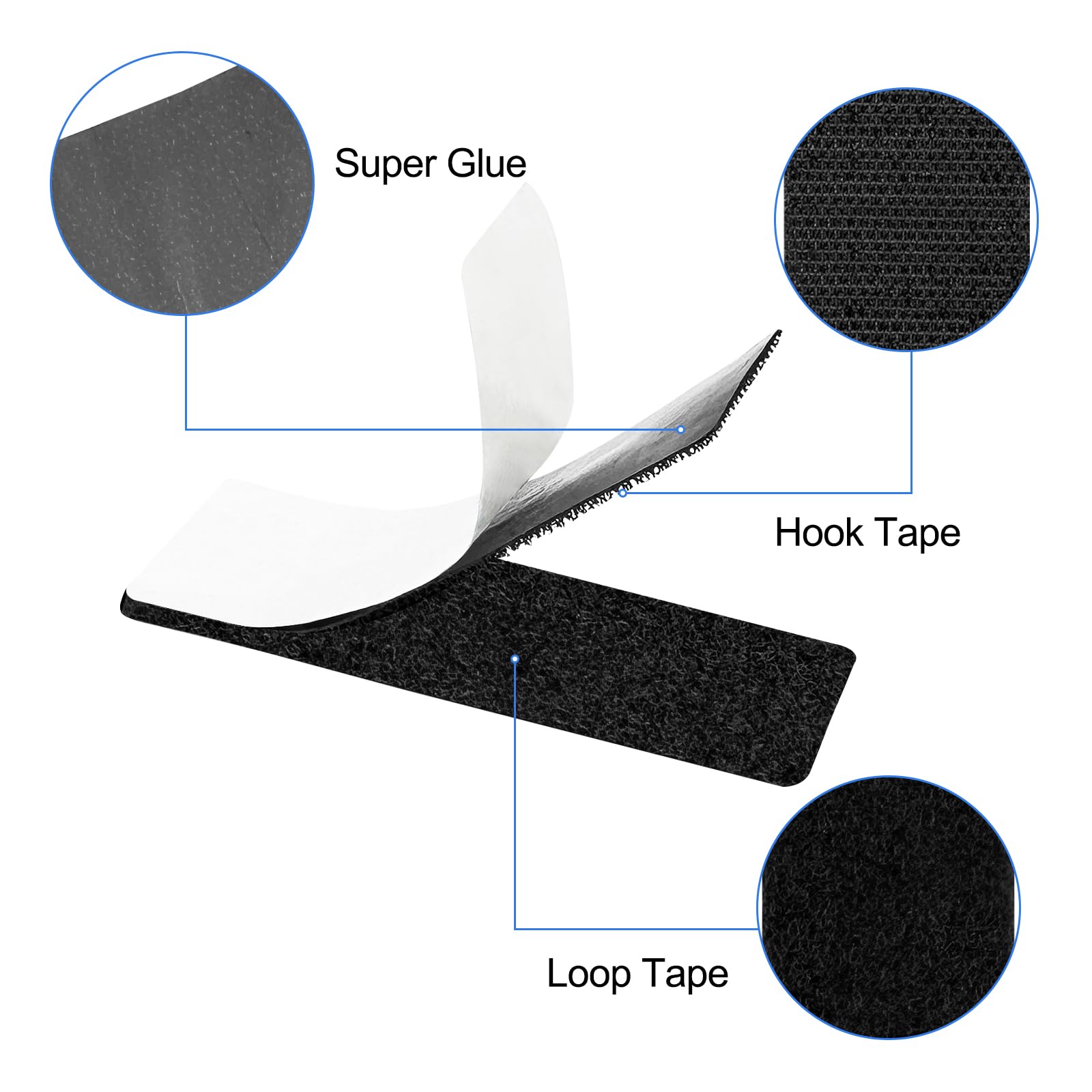 Nastro In Velcro Autoadesivo Extra Forte Da 8 M, Biadesivo Con Velcro Largo 20 Mm, Striscia In Velcro Con Retro Adesivo E Nastro A Strappo Nero Loy 87854457
