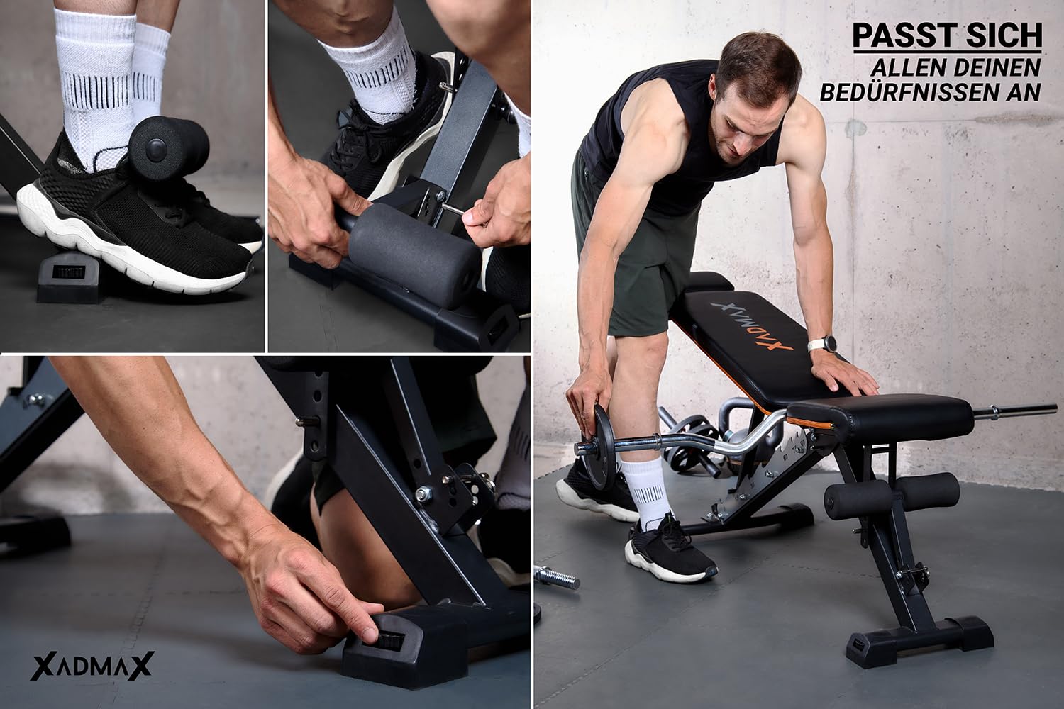 Hantelbank Klappbar Verstellbar, trägt bis zu 360 KG, sehr Robust und Widerstandsfähig, Schrägbank, Sportgeräte Zuhause, Home Gym, Trainingsbank, Hantelbank mit Gewichten trainieren,