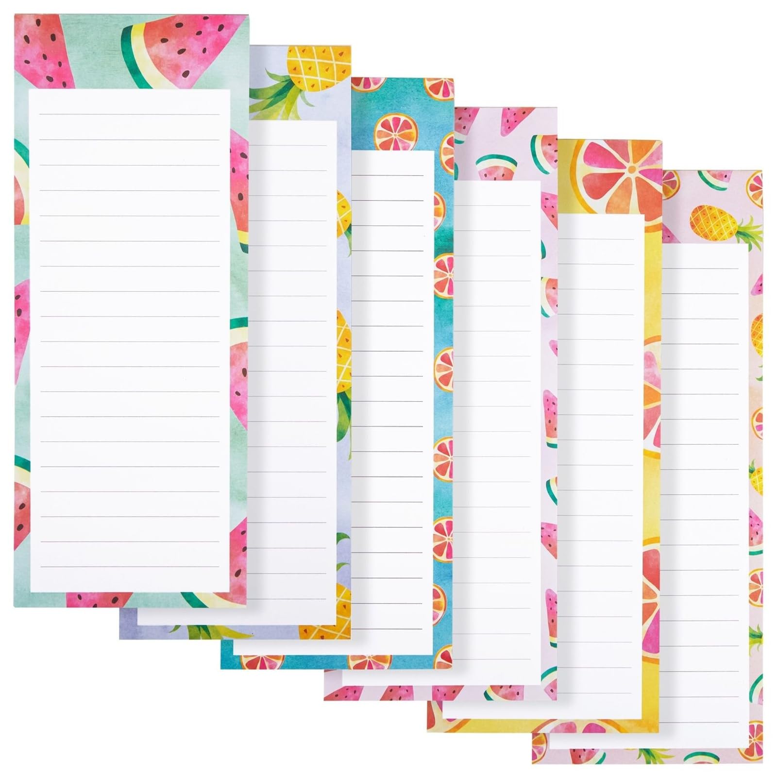 Juvale 6-Pack Magnetic Grocery List Pad for Fridge- Cute Shopping List Paper Note Pads for Refrigerator, To-Do Memos (6 Fruit Designs, 60 Sheets Each)