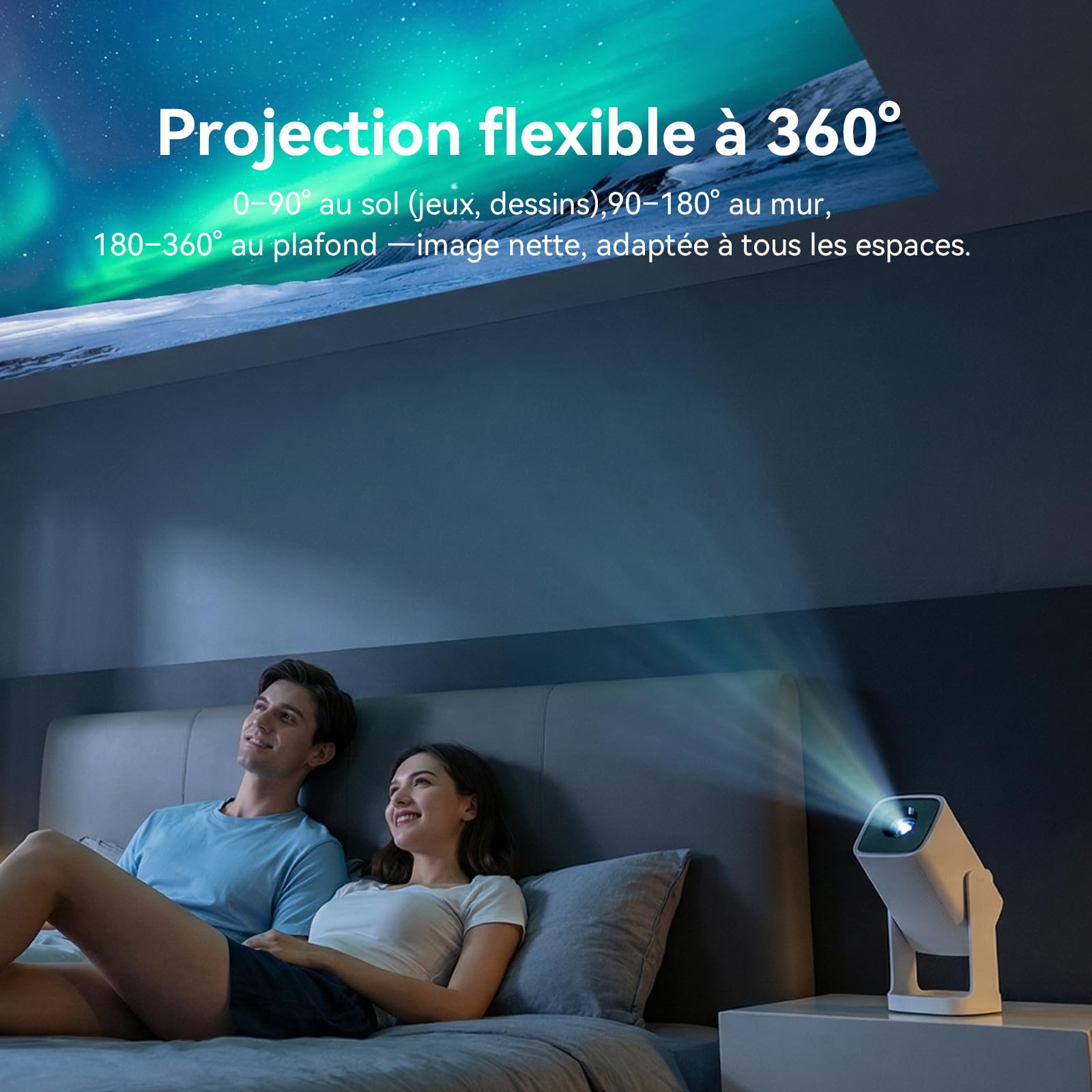 Wanbo Cube 1 Mini Vidéoprojecteur Compatible avec Android TV & Netflix intégré, 200 ISO Lumens, Projecteur Home Cinéma Portable, WiFi Bluetooth, Projecteur Vidéo Rotatif 360°, Ultra léger 0,9 kg